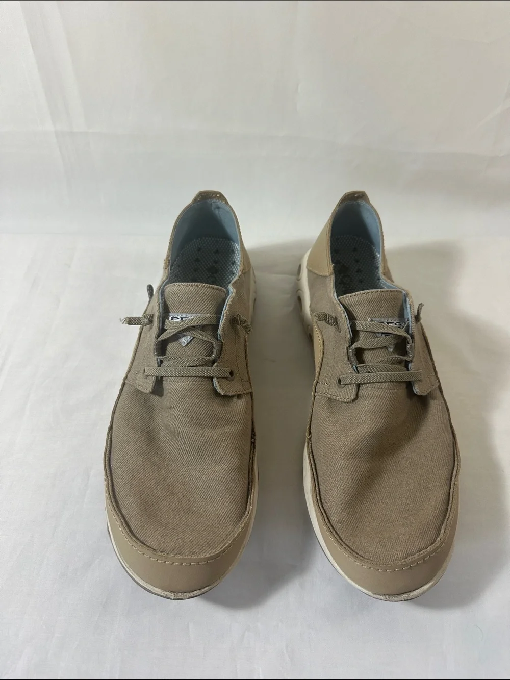 Columbia PFG Bahama Vent Boat Shoes Men’s 11.5 Tan Canvas Casual Comfort